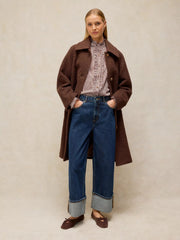 White Stuff Frill Neck Striped Shirt Brown MLT