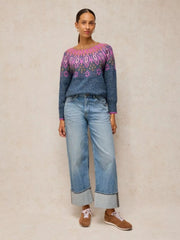 White Stuff Talia Fairisle Jumper Teal MLT