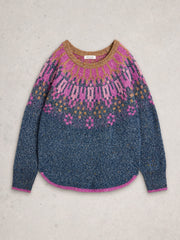 White Stuff Talia Fairisle Jumper Teal MLT