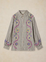White Stuff Lena Embroidered Shirt Ivory MLT