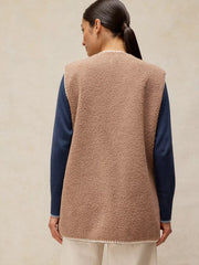 White Stuff Borg Longline Gilet Dark Nat