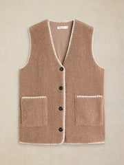 White Stuff Borg Longline Gilet Dark Nat