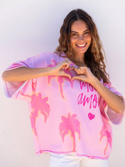 Yippie Hippie Sweatshirt With Palm Print Light Pink