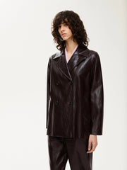 iBlues Trench Faux Leather Jacket Dark Bordeaux