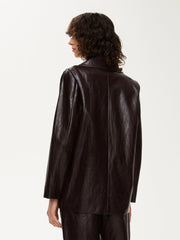 iBlues Trench Faux Leather Jacket Dark Bordeaux