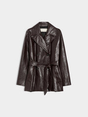 iBlues Trench Faux Leather Jacket Dark Bordeaux