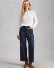 White Stuff Tia Wide Leg Crop Jeans Dark Denim