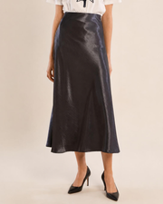 Molly Bracken Satin Skirt Gun Metal