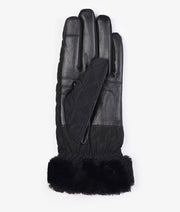 Barbour Norwood Quilted Gloves With Faux Fur Trim Black