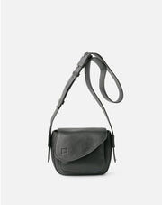 Biba Blunt Cross Suede With Leather Flap Bag Black