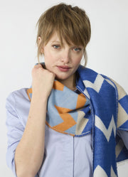 Codello Jacquard Scarf Zig Zag Print Blue