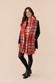 Codello Knit Scarf Orange Check Print