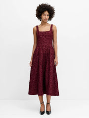 French Connection Milenda Jacquard Midi Dress Cherry