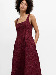French Connection Milenda Jacquard Midi Dress Cherry