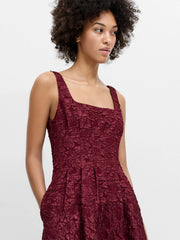 French Connection Milenda Jacquard Midi Dress Cherry