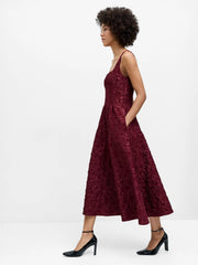 French Connection Milenda Jacquard Midi Dress Cherry