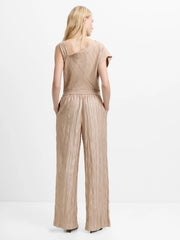 French Connection Novie Crinkle Asymmetric Top Warm Neutral