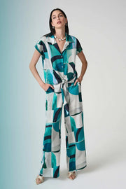 Joseph Ribkoff Geo Print Trousers Green MLT