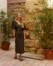 Matilde Cano Striped Gold Dress