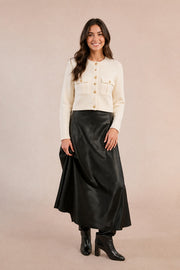 Molly Bracken Long Satin Skirt Black
