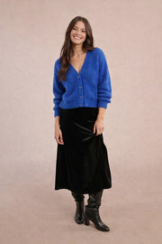 Molly Bracken Long Velvet Skirt Black