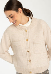 More & More Cropped Knit Cardi Almond