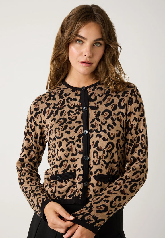 More & More Knit Cardigan Leo Print