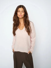 Mos Mosh Thora V-Neck Knit Jumper Light Pink