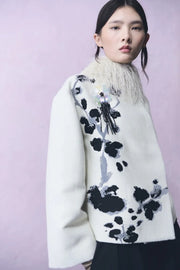 Psophia Jacket With Floral Print Ivory/Black
