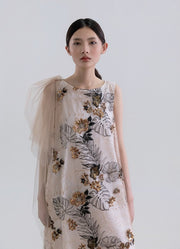 Psophia Dress With Gold Embroidery