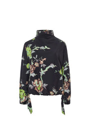 Psophia Indian Flower Printed Blouse With Side Ties