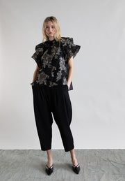 Psophia Silver Bloom Double Layer Tulip Sleeve Top