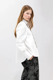 Psophia Trousers Abstract Floral Pattern Graphite