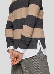 Rabe Knit Striped Jumper Grey/Camel