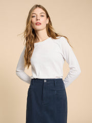 White Stuff Clara Long Sleeve Tee Bril White
