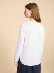 White Stuff Clara Long Sleeve Tee Bril White