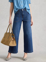 White Stuff Tia Wide Leg Crop Jean Dark Denim