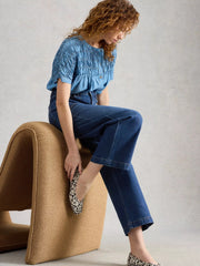 White Stuff Tia Wide Leg Crop Jean Dark Denim