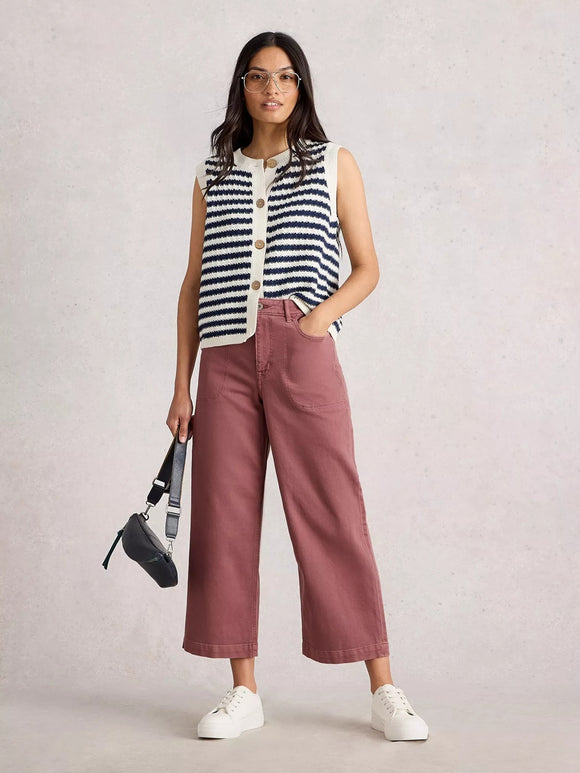 White Stuff Sienna Stripe Button Tank Navy