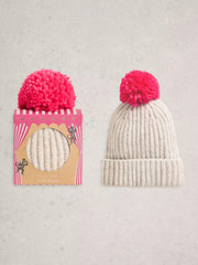 White Stuff Pom Beanie In A Box Mid Pink