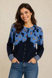 White Stuff Lois Print Cardi Blue Print