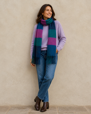 White Stuff Shelley Brushed Check Scarf Navy Multi