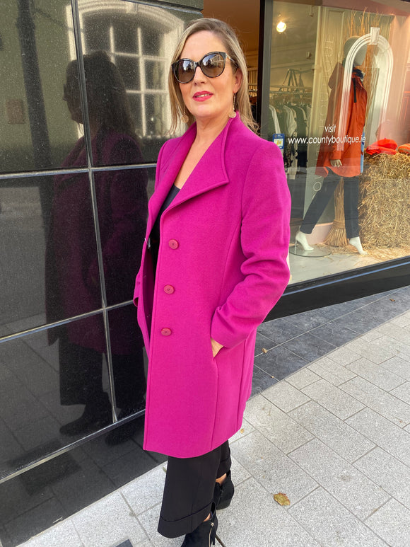 Christina Felix Wool Blend Coat Cerise