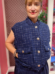 iBlues Luisa Sleeveless Bomber Jacket Navy