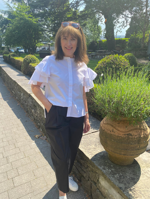 Psophia Blouse With Ruffled Sleeves White