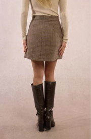 Molly Bracken Mini Skirt Houndstooth Brown