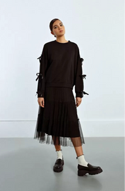 Molly Bracken Knit Sweater With Bows Black