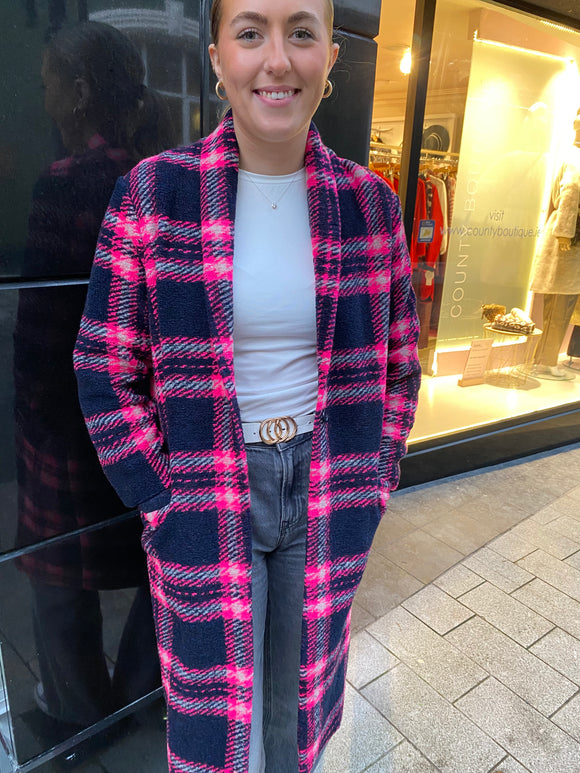 Vilagallo Claudia Coat Check Navy/Pink