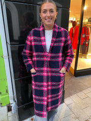 Vilagallo Claudia Coat Check Navy/Pink