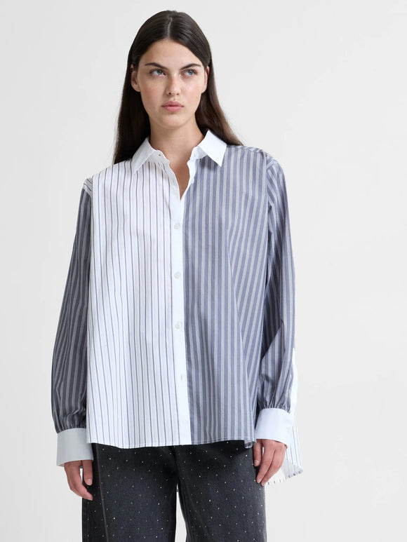 French Connection Cambria Cotton Striped Shirt White/Grey